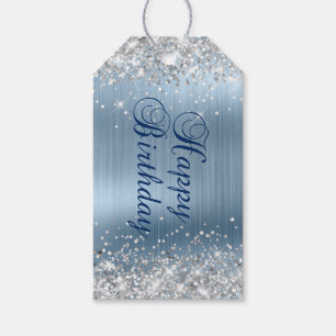 Silber Glitter Light Blau Folie Alles Gute zum Geb Geschenkanhänger