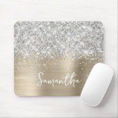 Silber Glitter Light Gold Glam Name Mousepad (Mit Mouse)