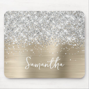 Silber Glitter Light Gold Glam Name Mousepad