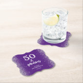 Silber Glitter Lila 50. Geburtstagsfeier Untersetzer (Vor Ort)