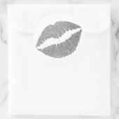 Silber Glitter Lippen Runder Aufkleber (Tasche)