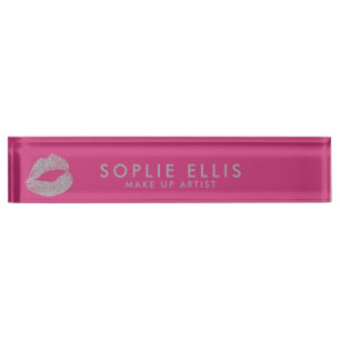 Silber Glitter-Lippenstift Rosa Personalisierter N Namensplakette
