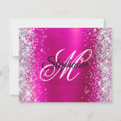 Silber Glitter Magenta Folie Monogramm 50. Geburts (Rückseite)