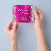 Silber Glitter Magenta Folien-Monogramm 50. Geburt Flyer (Gruppe)