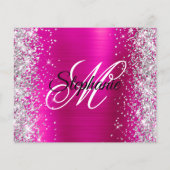 Silber Glitter Magenta Folien-Monogramm 50. Geburt Flyer (Hinten)