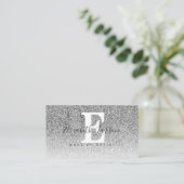 Silber Glitter Makeup Artist Haarstudio Visitenkarte (Stehend Vorderseite)