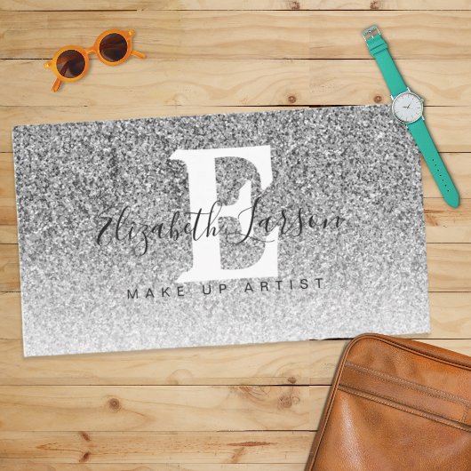 Silber Glitter Makeup Artist Haarstudio Visitenkarte