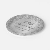 Silber Glitter Metallic 25. Hochzeitstag Pappteller (Schrägansicht)