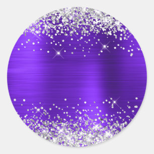 Silber-Glitter-Metallic-Violett-Purple-Blank Runder Aufkleber