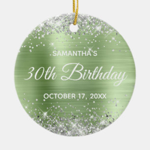 Silber Glitter-Mint-Folie 30. Geburtstag Keramik Ornament