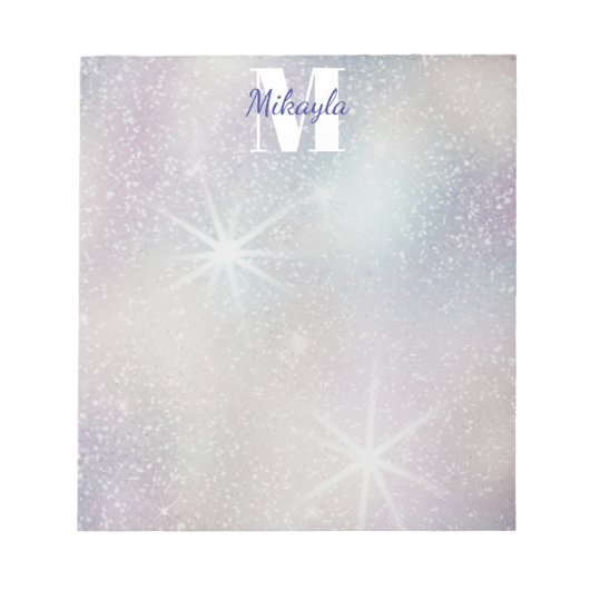 Silber-Glitter mit Sternen Notizblock (Vorderseite)