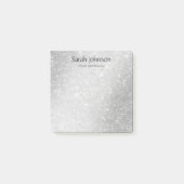 Silber Glitter Monogramm Personalisierter Name Post-it Klebezettel (Vorderseite)