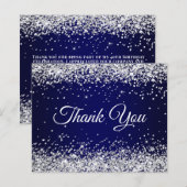 Silber Glitter Navy Blau Ombre Danke (Vorne/Hinten)