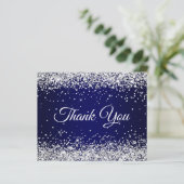 Silber Glitter Navy Blau Ombre Danke (Stehend Vorderseite)