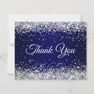 Silber Glitter Navy Blau Ombre Danke