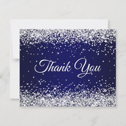 Silber Glitter Navy Blau Ombre Danke (Vorderseite)