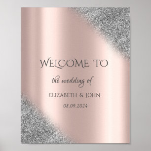 Silber Glitter Ombre Rosen Gold Hochzeit Poster