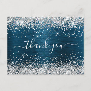 Silber Glitter Ozean Blau Folie Geburtstag Dankesc Postkarte