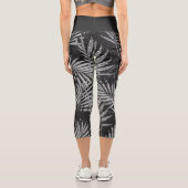 Silber Glitter Palmenbaum Schwarz Modern Abstract  Capri Leggings (Rückseite)