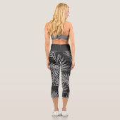 Silber Glitter Palmenbaum Schwarz Modern Abstract  Capri Leggings (Rückseite)