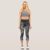 Silber Glitter Palmenbaum Schwarz Modern Abstract  Capri Leggings (Vorderseite)