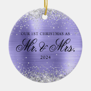 Silber-Glitter-Periwinkle-Folie Unser erstes Weihn Keramik Ornament