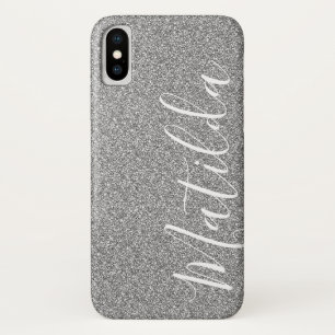 Silber Glitter personalisierter Name Script Case-Mate iPhone Hülle