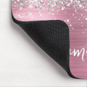 Silber Glitter Pink Glam Name Mousepad (Ecke)