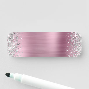Silber Glitter Rosa Folie Blank Namensschild
