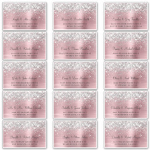 Silber Glitter Rosa Folie Hochzeit Adressetiketten Aufkleber