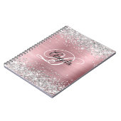 Silber Glitter Rosa Metallic Fancy Monogramm Notizblock (Linke Seite)