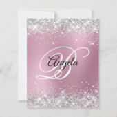Silber Glitter Rosa Unschärfe 40. Geburtstagseinla (Rückseite)