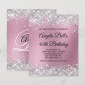 Silber Glitter Rosa Unschärfe 40. Geburtstagseinla (Vorne/Hinten)