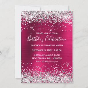 Silber Glitter Rosa Wein Ombre Folie Geburtstag Einladung