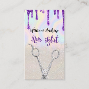 Silber Glitter Rose Drips Friseur Geschäft Visitenkarte