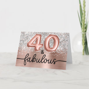 Silber Glitter Rose Gold Glam 40 und Fabelhaft Karte