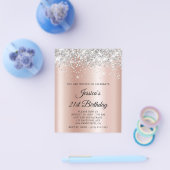 Silber Glitter Roségold Schimmer 21. Geburtstag Flyer (Einzeln)