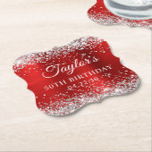 Silber Glitter Rote Folie 50. Geburtstag Untersetzer (angewinkelt)