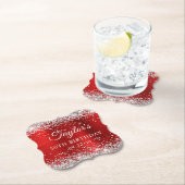 Silber Glitter Rote Folie 50. Geburtstag Untersetzer (Vor Ort)