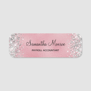 Silber Glitter Rouge und Pink Folie Titel Namensschild