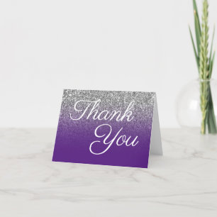 Silber-Glitter Royal Purple Ombre Dankeskarte