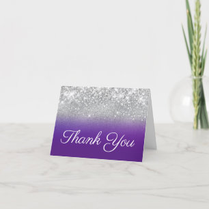 Silber Glitter Royal Purple Ombre Overlay Dankeskarte