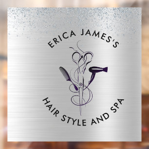 Silber Glitter Schönheitssalon Fensteraufkleber