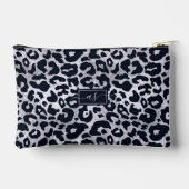 Silber Glitter Schwarz Leopardendruck Monogramm Zubehörtasche (Rückseite)