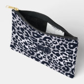 Silber Glitter Schwarz Leopardendruck Monogramm Zubehörtasche (Offen)
