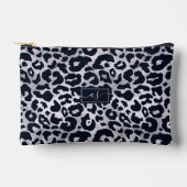 Silber Glitter Schwarz Leopardendruck Monogramm Zubehörtasche (Vorderseite)