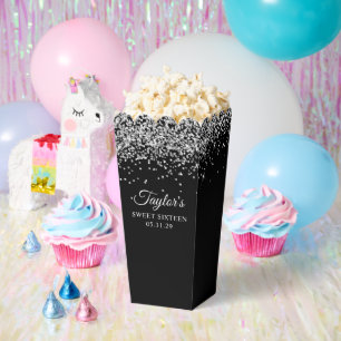 Silber Glitter Schwarz Sweet Sixteen Geschenkschachtel