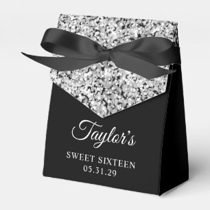 Silber Glitter Schwarz Sweet Sixteen Geschenkschachtel