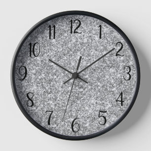 Silber Glitter Schwarz Zahl Uhr