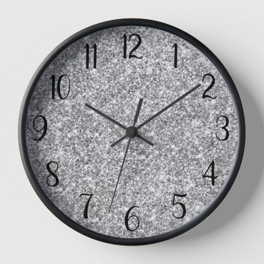 Silber Glitter Schwarz Zahl Uhr (Vorderseite)